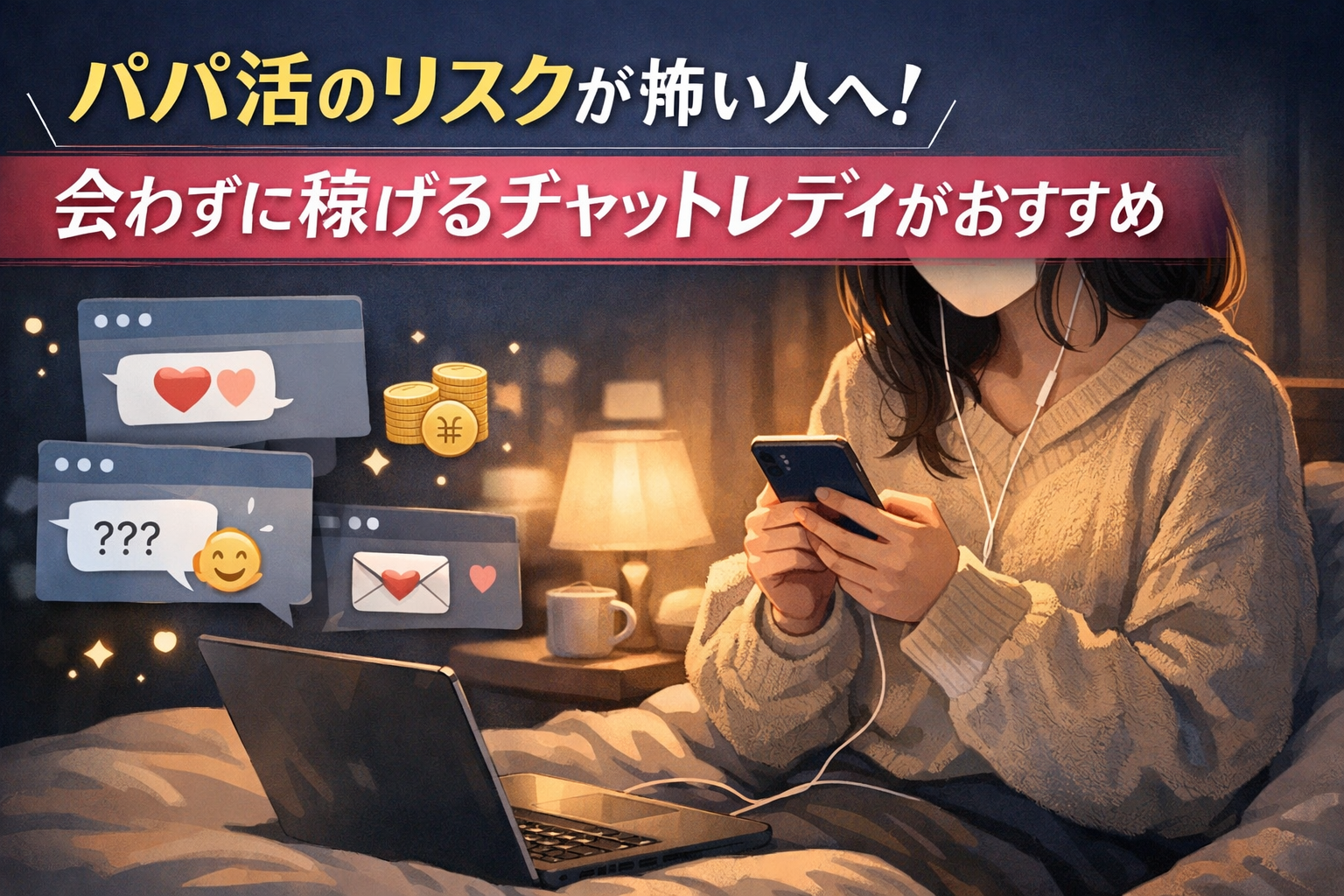パパ活のリスクが怖い人へ!会わずに稼げるチャットレディがおすすめ
